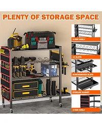 Xdovet Power Tool Organizer Cart 4-Tier Rolling Storage Stand Wheels Side Pockets