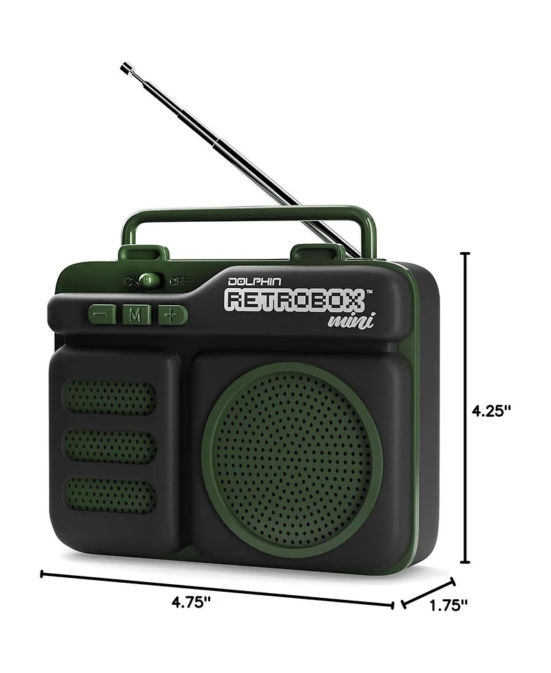 Dolphin Audio Rtx-10GRN Retrobox Mini 10W Bluetooth Rechargeable Speaker with WaveSync, Green