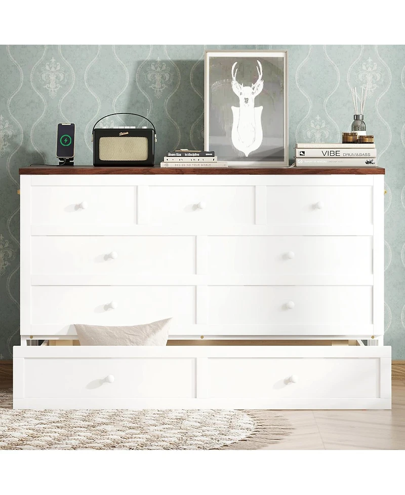 Streamdale Furniture Queen Murphy Bed Cabinet with Storage Charging Station and Usb Port