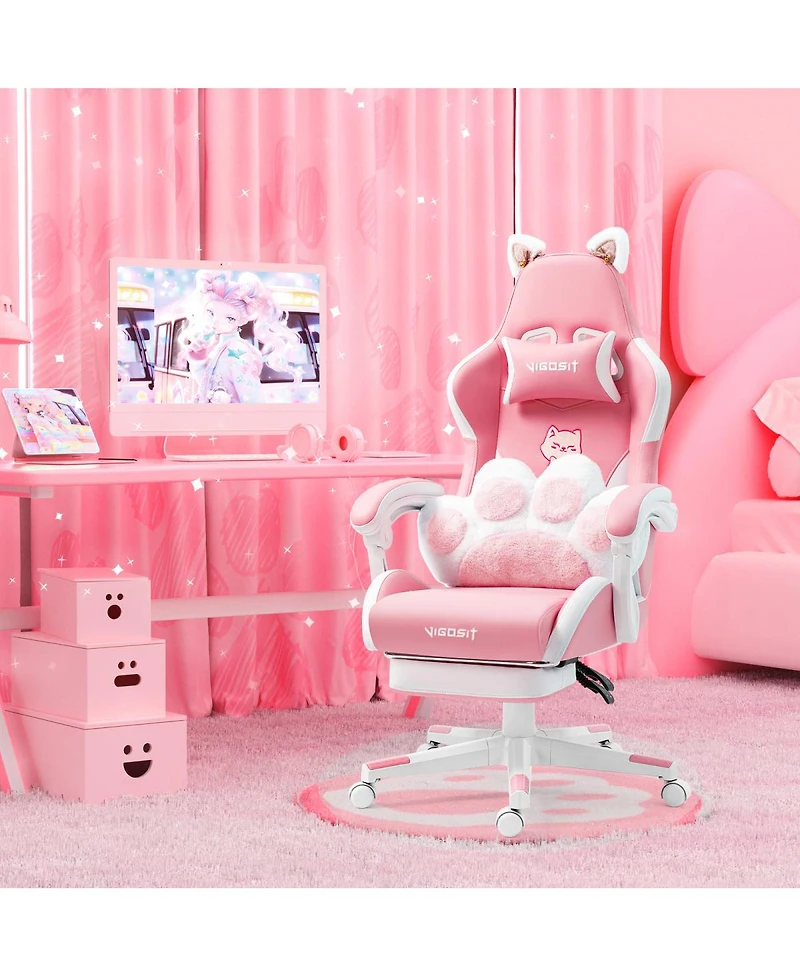 Streamdale Furniture Cat Ears Ergonomic Gaming Chair with Footrest