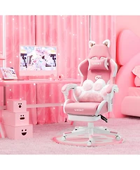 Streamdale Furniture Cat Ears Ergonomic Gaming Chair with Footrest