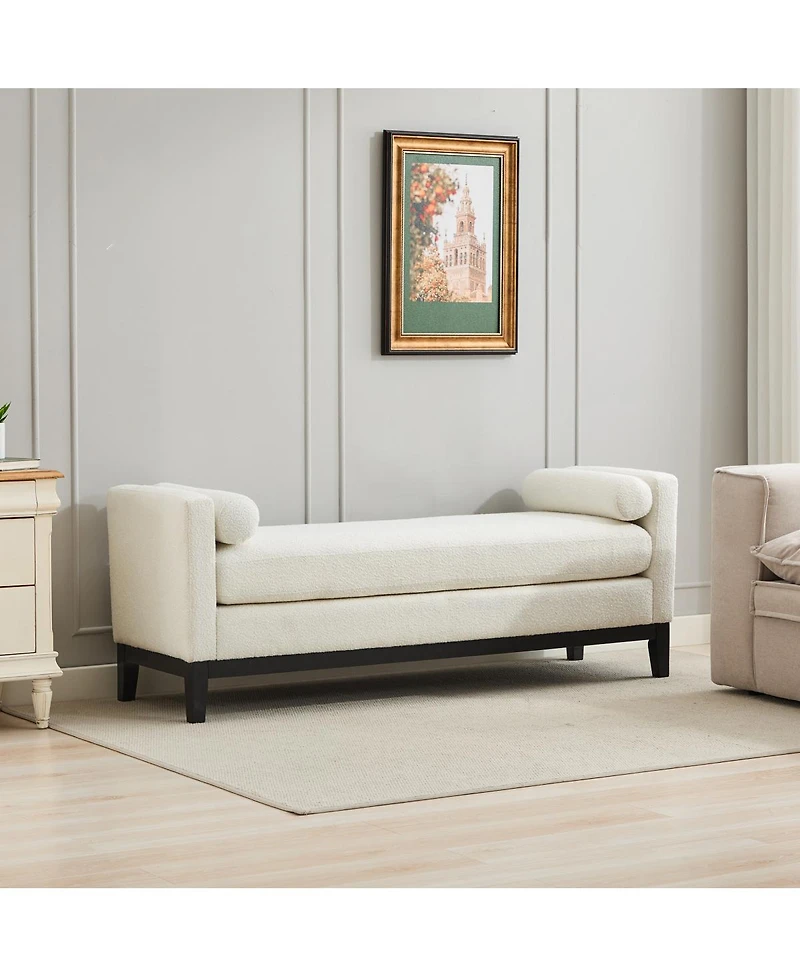 Streamdale Furniture 66.34''W Upholstered Bench with Wood Frame and 2 Bolsters