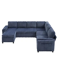 Streamdale Furniture 111'' U-Shaped Convertible Sectional Sofa Bed with Storage and Usb