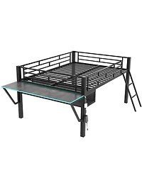 Streamdale Furniture Gaming mid loft bed with desk Led