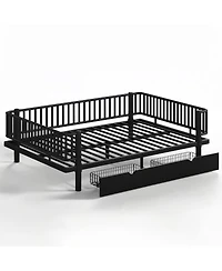 Streamdale Furniture Queen Size Metal Platform Bed with Storage Drawers