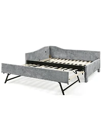 Streamdale Furniture Twin Curved Padded Daybed with Trundle and Usb Port