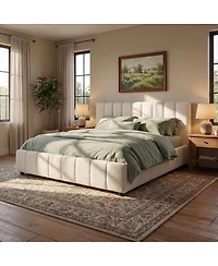 Streamdale Furniture King Size Boucle Upholstered Bed Frame with Thick Headboard