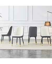 Streamdale Furniture Modern Dual-Tone Pu Leather Dining Chairs with Metal Legs (Set of 4)