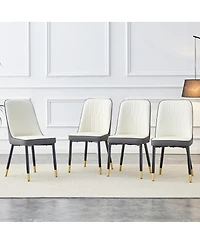 Streamdale Furniture Modern Dual-Tone Pu Leather Dining Chairs with Metal Legs (Set of 4)