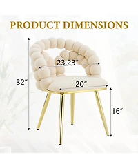 Rainsken Velvet Dining Chairs Set of 2, with Metal Legs, Modern Armchairs Curved Backrest for Room, Living or Makeup Vanity