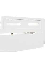 Streamdale Furniture Wood Platform Bed with Guardrail and Drawer
