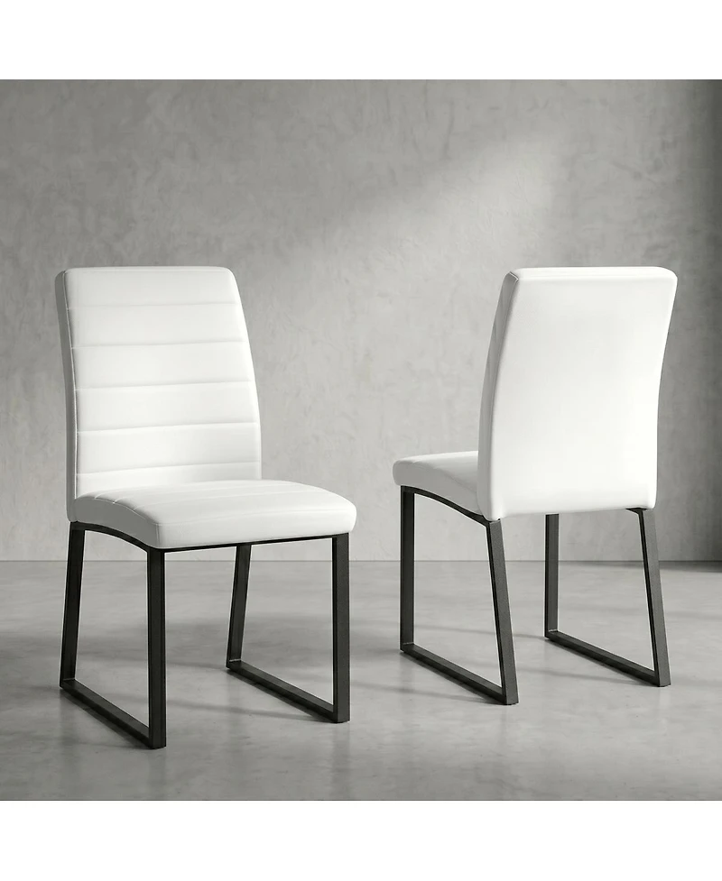 Streamdale Furniture 2-Pack Premium Pu Office/Dining Chairs with Sturdy Iron Legs