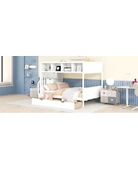 Streamdale Furniture Bunk Bed with Shelfs Storage Staircase and 2 Drawers