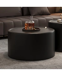 Streamdale Furniture Round Coffee Table with Tempered Glass Top and Hidden Storage