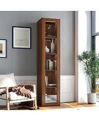 Streamdale Furniture 5-Shelf Curio Display Cabinet with Acrylic Doors and Led Lights