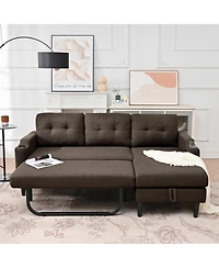 Streamdale Furniture 75'' Modern Fabric Sofa with Storage and Comfortable Pp Cotton Cushions