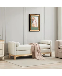 Streamdale Furniture 66.34''W Upholstered Bench with Wood Frame and 2 Bolsters Ivory Boucle