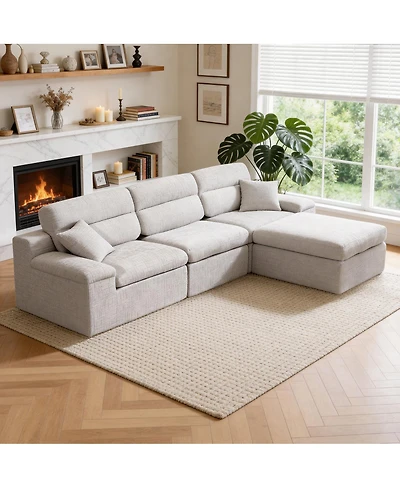 Streamdale Furniture L-Shaped Slub Chenille Corner Chaise Sofa