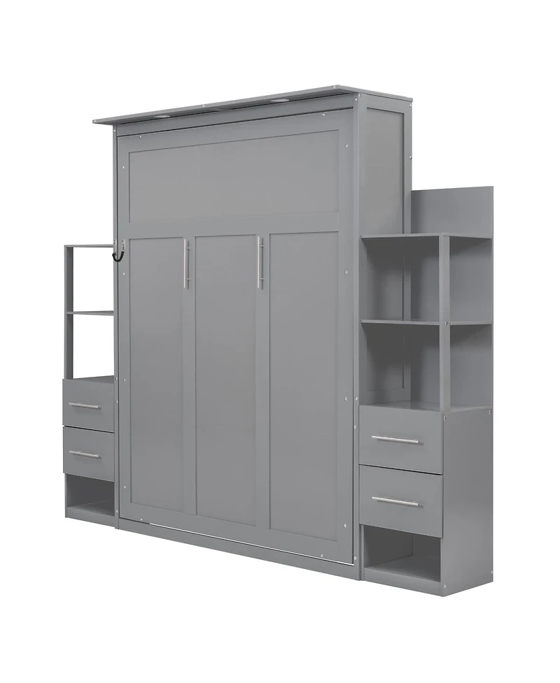 Streamdale Furniture Queen Size Murphy Bed Wall Bed with Shelves Drawers