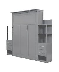Streamdale Furniture Queen Size Murphy Bed Wall Bed with Shelves Drawers
