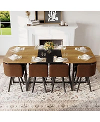 Streamdale Furniture 9-Piece Square Dining Table Set with 8 Suede Chairs