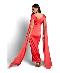 Coast Women's Cape Sleeve V-Neck Satin Maxi Dress