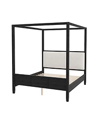 Streamdale Furniture Queen Canopy Platform Bed with Upholstered Headboard