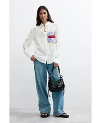 Desigual Women's Printed Pocket Shirt 100% Cotton