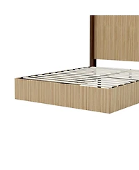 Streamdale Furniture Queen Size Serrated Wooden Platform Bed with Wing-Shaped Headboard