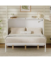 Streamdale Furniture Multifunctional Queen Murphy Bed Cabinet with Usb Charging Station and Drawers