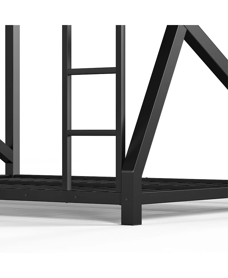 Streamdale Furniture Queen over Queen Metal Bunk Bed with Upgraded Support Slats