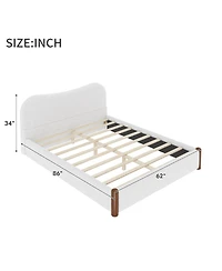 Streamdale Furniture Queen Size Upholstered Platform Bed with Wood Supporting Feet