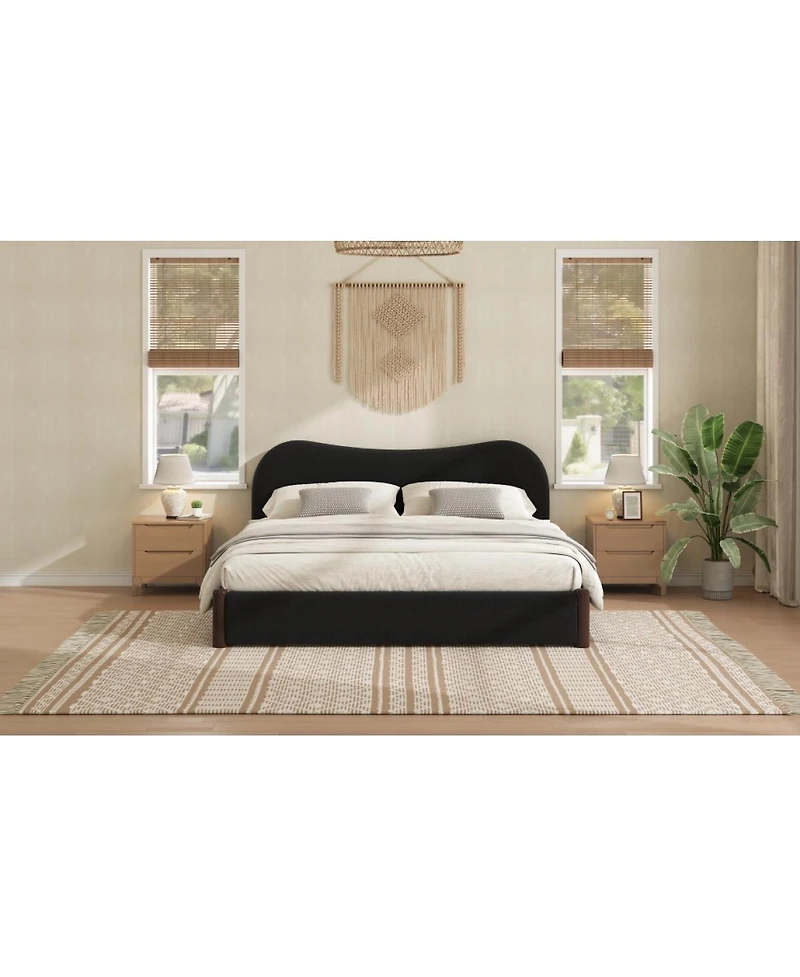 Streamdale Furniture Queen Size Upholstered Platform Bed with Wood Supporting Feet