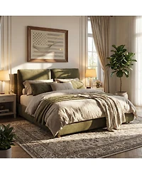 Streamdale Furniture Upholstered Bed Frame with Two Removable Pillow Headboard