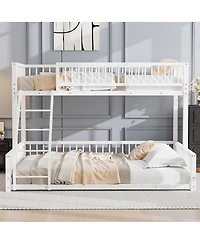Streamdale Furniture Twin Xl over Queen Floor Bunk Bed with Ladder and Guardrails