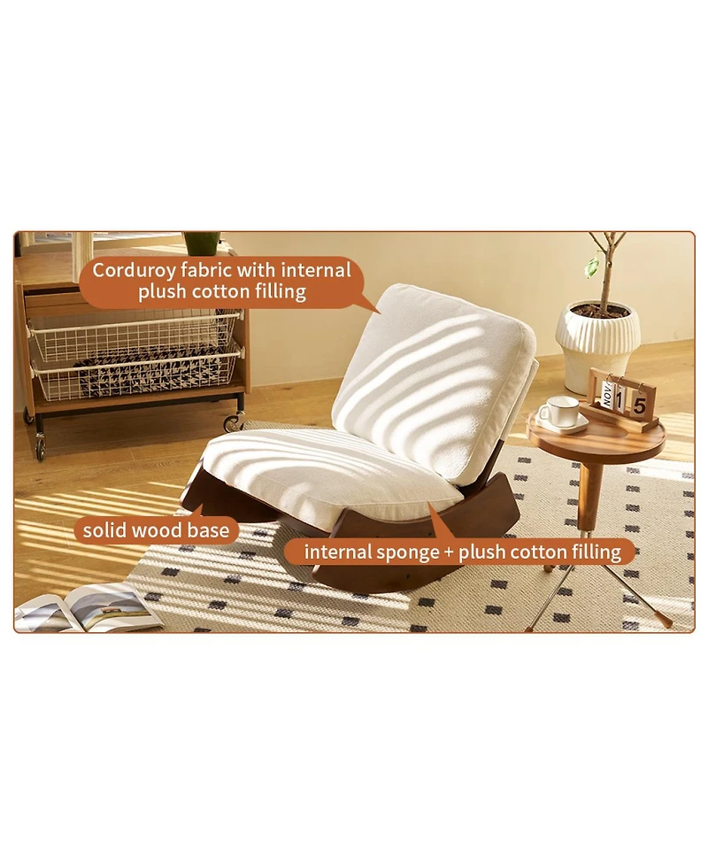 Streamdale Furniture Comfortable Glider Rocking Chair with Solid Wood Frame Set of 2