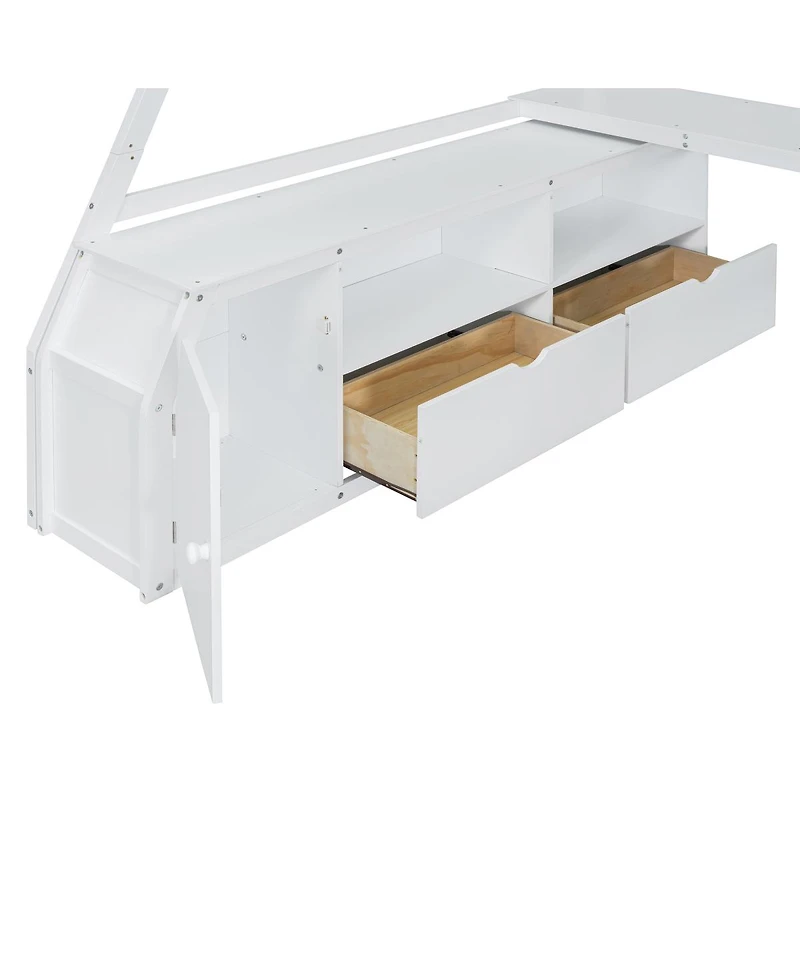 Streamdale Furniture Full Size Loft Bed with 7 Drawers 2 Shelves and Desk