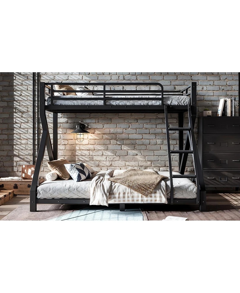 Streamdale Furniture Twin Over Full Metal Bunk Bed with Upgraded Support Slats