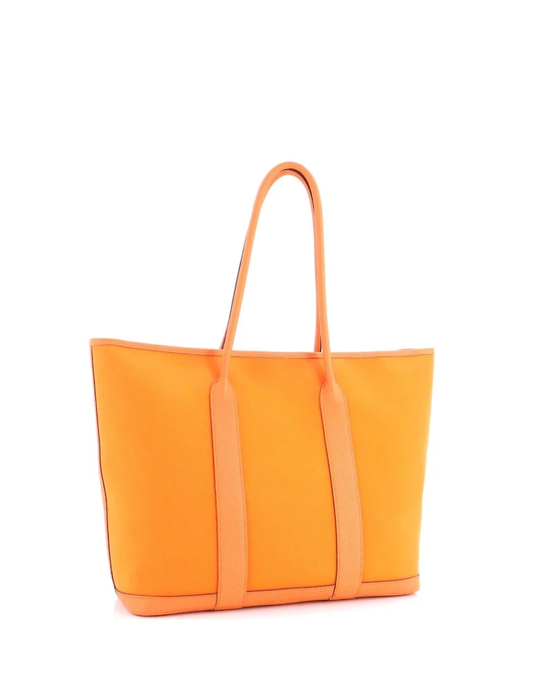 Pre-Owned HERMES 36 Garden Party Zip Tote Toile and Leather