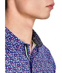 Society of Threads Men's Regular Fit 4-Way Stretch Performance Clustered Petal Long Sleeve Button Down