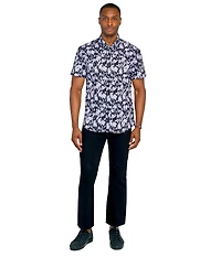Society of Threads Men's Regular Fit 4-Way Stretch Performance Soft Floral Short Sleeve Button Down