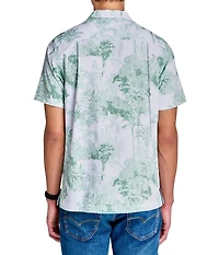 Society of Threads Men's Regular Fit 4-Way Stretch Performance Palm Tree Short Sleeve Button Down