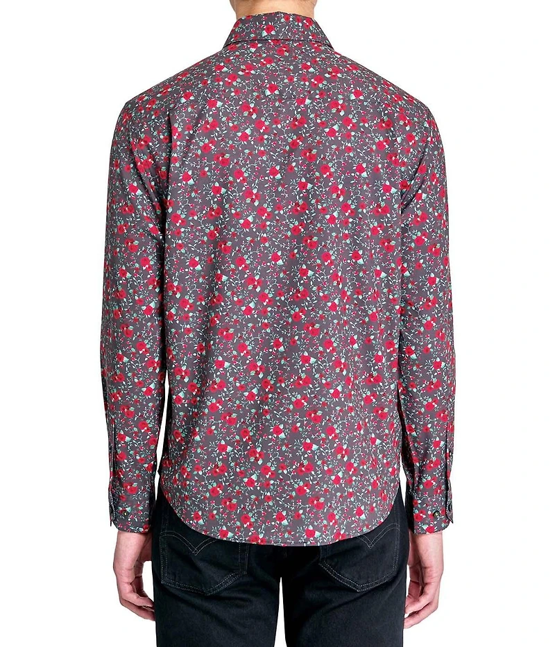 Society of Threads Men's Regular Fit 4-Way Stretch Performance Vibrant Floral Long Sleeve Button Down