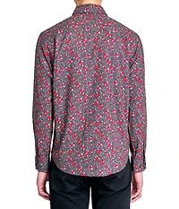 Society of Threads Men's Regular Fit 4-Way Stretch Performance Vibrant Floral Long Sleeve Button Down