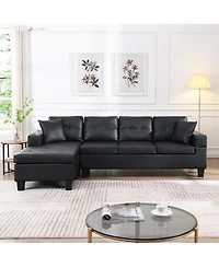 Streamdale Furniture 4-Seat L-Shaped Sectional Sofa with Chaise and Cup Holders