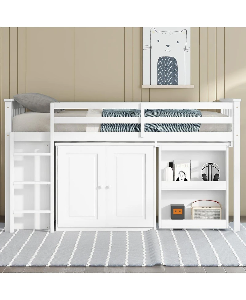 Streamdale Furniture Twin Loft Bed with Storage Desk and Ladder