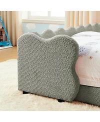 Streamdale Furniture Twin Size Dinosaur-Shaped Kids Bed with Safety Guardrail Boucle Fabric