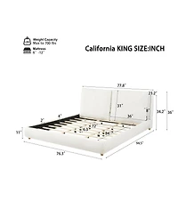 Streamdale Furniture California King Upholstered Bed Frame with Two Removable Pillow Headboards