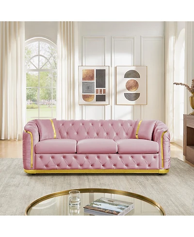 Streamdale Furniture 84.6'' Mid-Century Modern Velvet Chesterfield Sofa