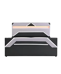 Streamdale Furniture Queen Size Led Gaming Bed with Hydraulic Storage Cyberpunk Style